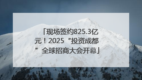 现场签约825.3亿元！2025“投资成都”全球招商大会开幕