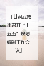甘肃武威市召开“十五五”规划编制工作会议