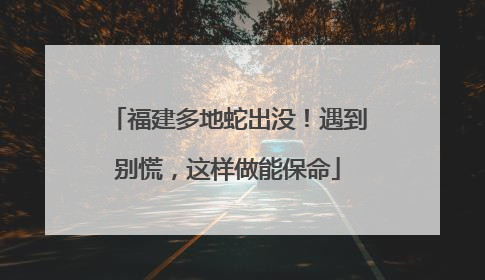 福建多地蛇出没！遇到别慌，这样做能保命