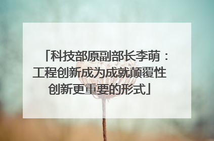 科技部原副部长李萌：工程创新成为成就颠覆性创新更重要的形式