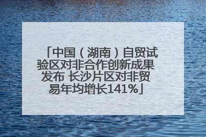中国（湖南）自贸试验区对非合作创新成果发布 长沙片区对非贸易年均增长141%
