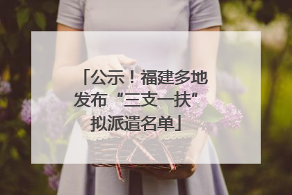 公示！福建多地发布“三支一扶”拟派遣名单