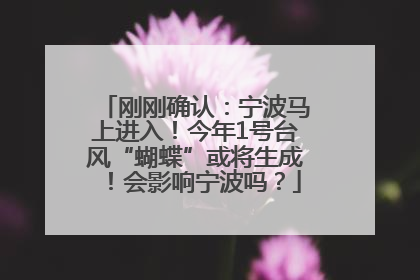刚刚确认：宁波马上进入！今年1号台风“蝴蝶”或将生成！会影响宁波吗？