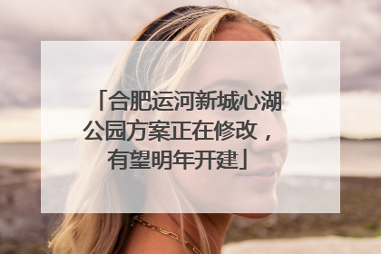 合肥运河新城心湖公园方案正在修改，有望明年开建