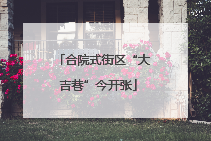 合院式街区“大吉巷”今开张