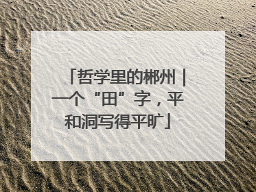 哲学里的郴州｜一个“田”字，平和洞写得平旷