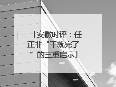 安徽时评：任正非“干就完了”的三重启示
