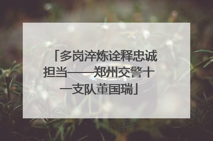 多岗淬炼诠释忠诚担当——郑州交警十一支队董国瑞