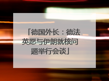 德国外长：德法英愿与伊朗就核问题举行会谈