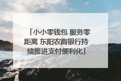 小小零钱包 服务零距离 东阳农商银行持续推进支付便利化