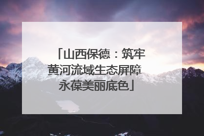山西保德：筑牢黄河流域生态屏障 永葆美丽底色