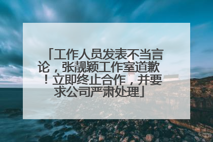 工作人员发表不当言论，张靓颖工作室道歉！立即终止合作，并要求公司严肃处理