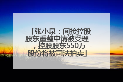 张小泉：间接控股股东重整申请被受理，控股股东550万股份将被司法拍卖