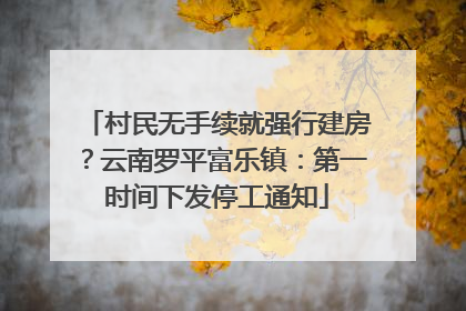 村民无手续就强行建房？云南罗平富乐镇：第一时间下发停工通知