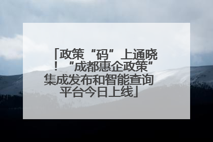 政策“码”上通晓！“成都惠企政策”集成发布和智能查询平台今日上线