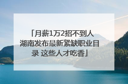月薪1万2招不到人 湖南发布最新紧缺职业目录 这些人才吃香