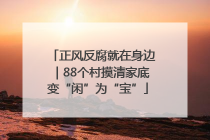 正风反腐就在身边｜88个村摸清家底变“闲”为“宝”