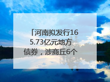 河南拟发行165.73亿元地方债券，涉商丘6个项目……