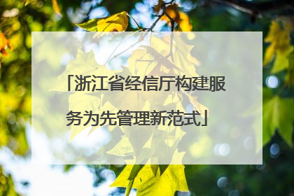 浙江省经信厅构建服务为先管理新范式