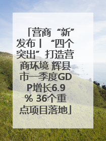营商“新”发布丨“四个突出”打造营商环境 辉县市一季度GDP增长6.9% 36个重点项目落地