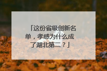 这份省级创新名单，孝感为什么成了湖北第二？