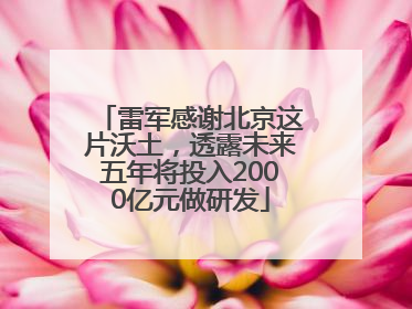 雷军感谢北京这片沃土，透露未来五年将投入2000亿元做研发