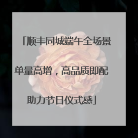 顺丰同城端午全场景单量高增，高品质即配助力节日仪式感