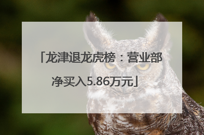 龙津退龙虎榜：营业部净买入5.86万元